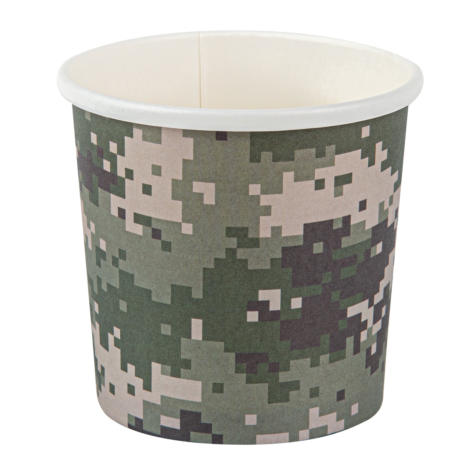 Bio Tek 12 oz Round Camouflage Paper Soup Container - 3 1/2" x 3 1/2" x 3 1/2" - 200 count box