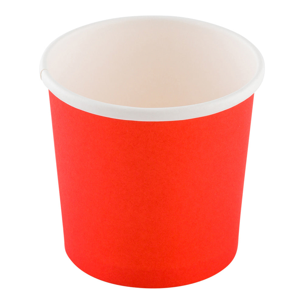 Bio Tek 12 oz Round Red Paper Soup Container - 3 1/2" x 3 1/2" x 3 1/2" - 200 count box