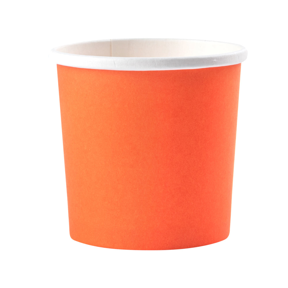 Bio Tek 12 oz Round Tangerine Orange Paper Soup Container - 3 1/2" x 3 1/2" x 3 1/2" - 200 count box