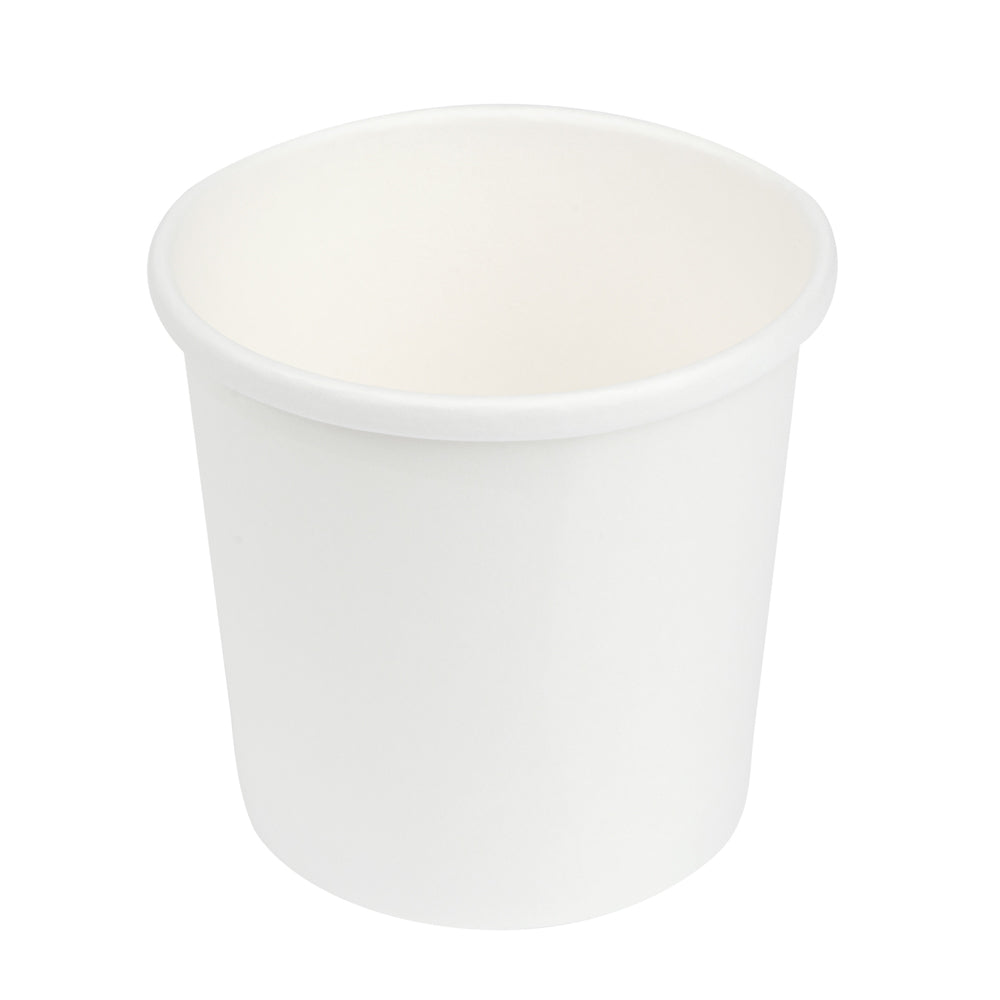 Bio Tek 12 oz Round White Paper Soup Container - 3 1/2" x 3 1/2" x 3 1/2" - 200 count box