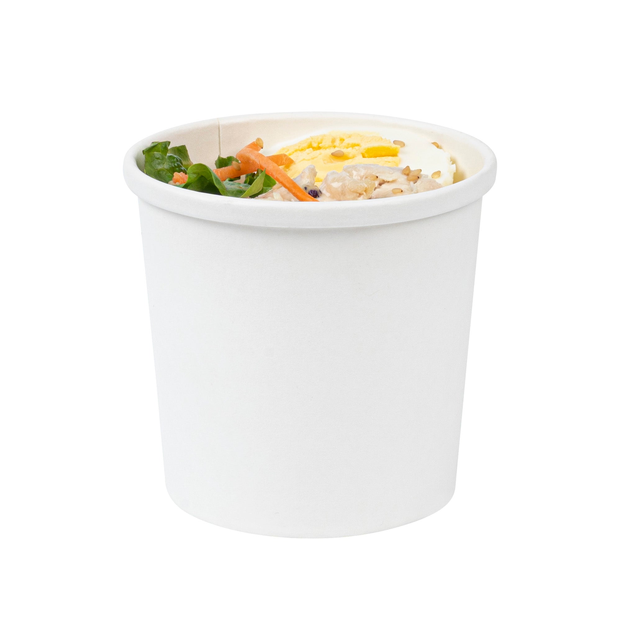 Bio Tek 12 oz Round White Paper Soup Container - 3 1/2" x 3 1/2" x 3 1/2" - 200 count box