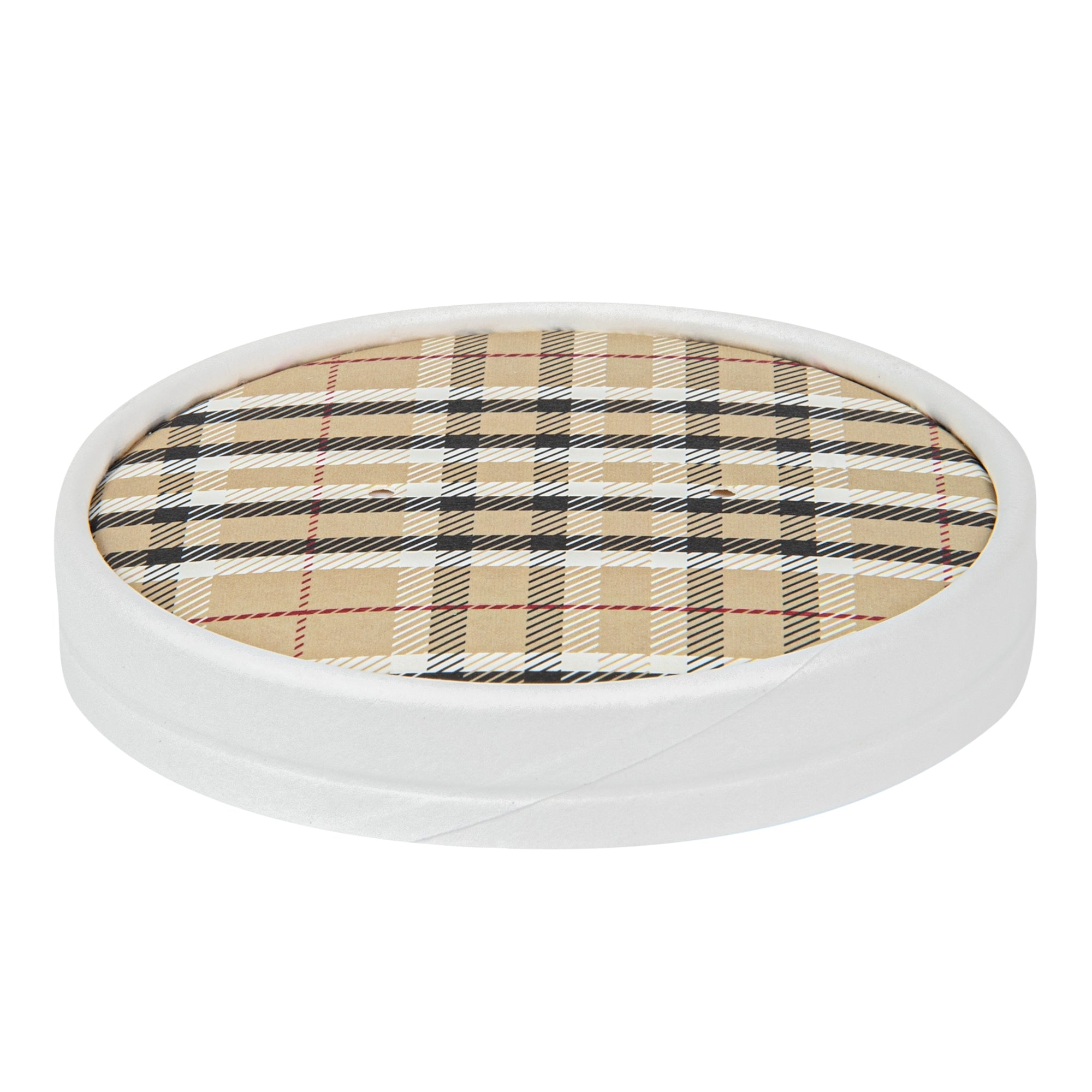 Bio Tek Round Plaid Paper Soup Container Lid - Fits 12 oz - 200 count box