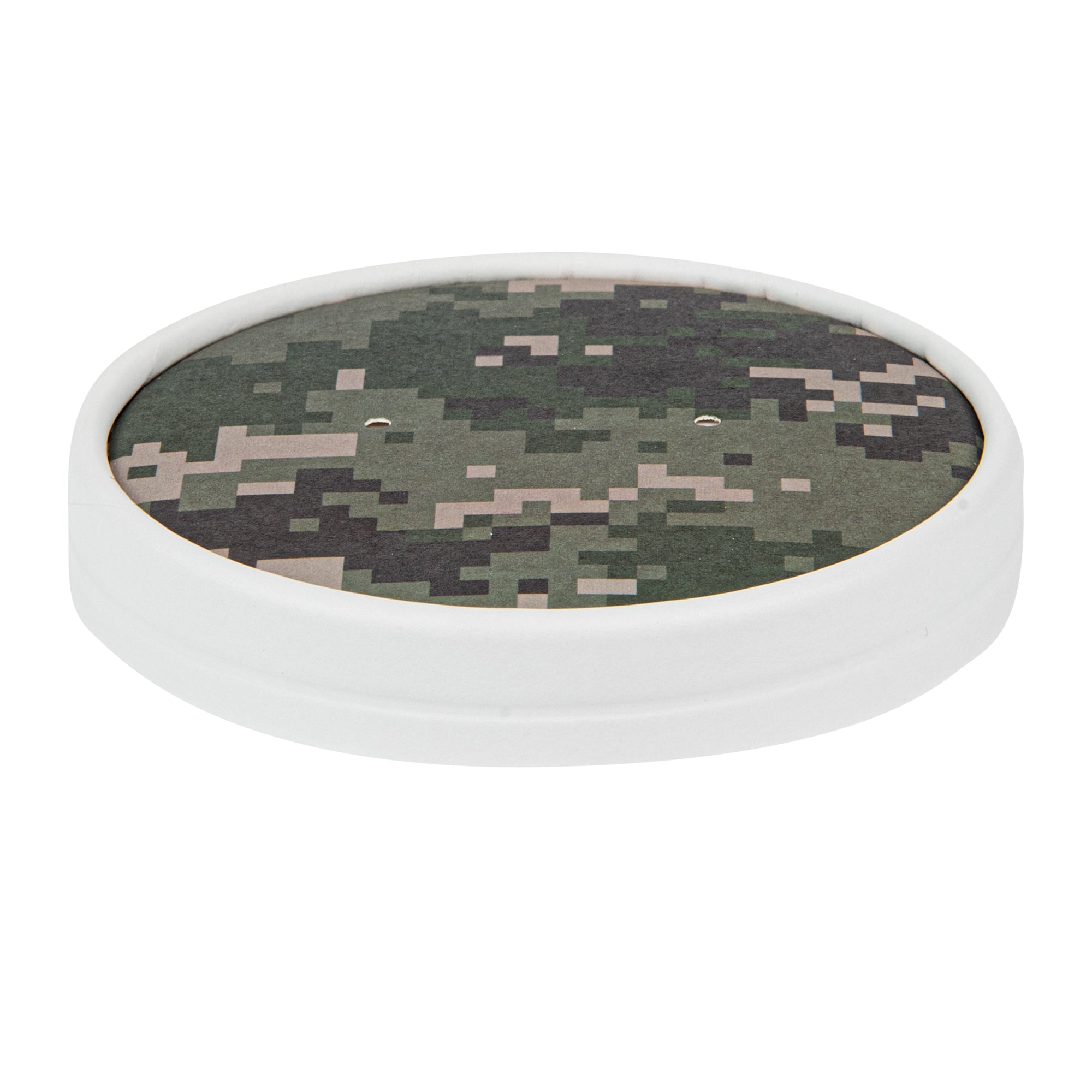 Bio Tek Round Camouflage Paper Soup Container Lid - Fits 12 oz - 200 count box