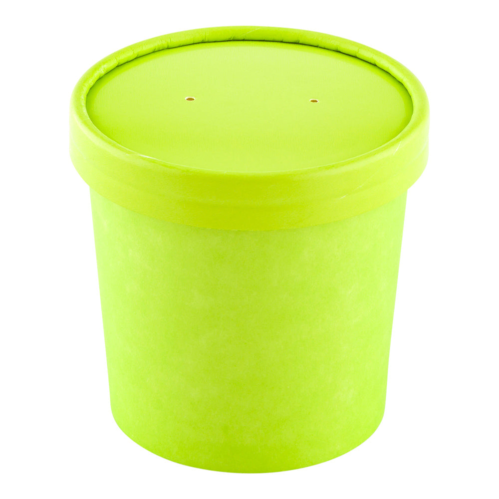 Bio Tek Round Eco Green Paper Soup Container Lid - Fits 12 oz - 200 count box