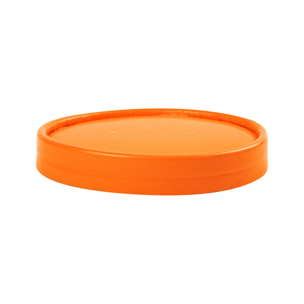 Bio Tek Round Tangerine Orange Paper Soup Container Lid - Fits 12 oz - 200 count box