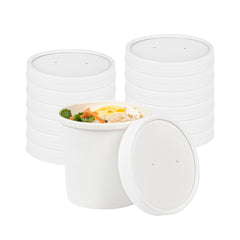 Bio Tek Round White Paper Soup Container Lid - Fits 8 and 12 oz - 200 count box