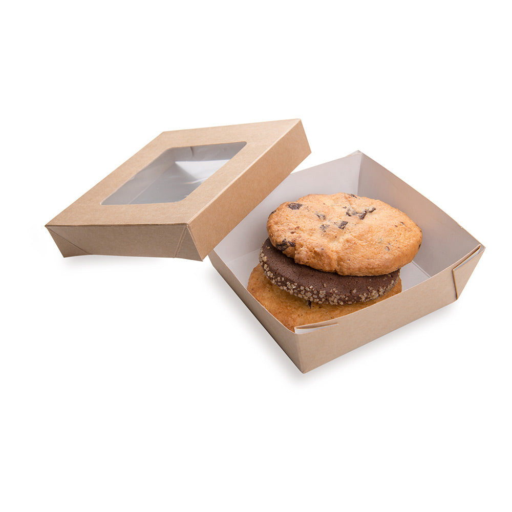 Cafe Vision 34 oz Square Kraft Paper Large Take Out Container - 6" x 6" x 2" - 200 count box