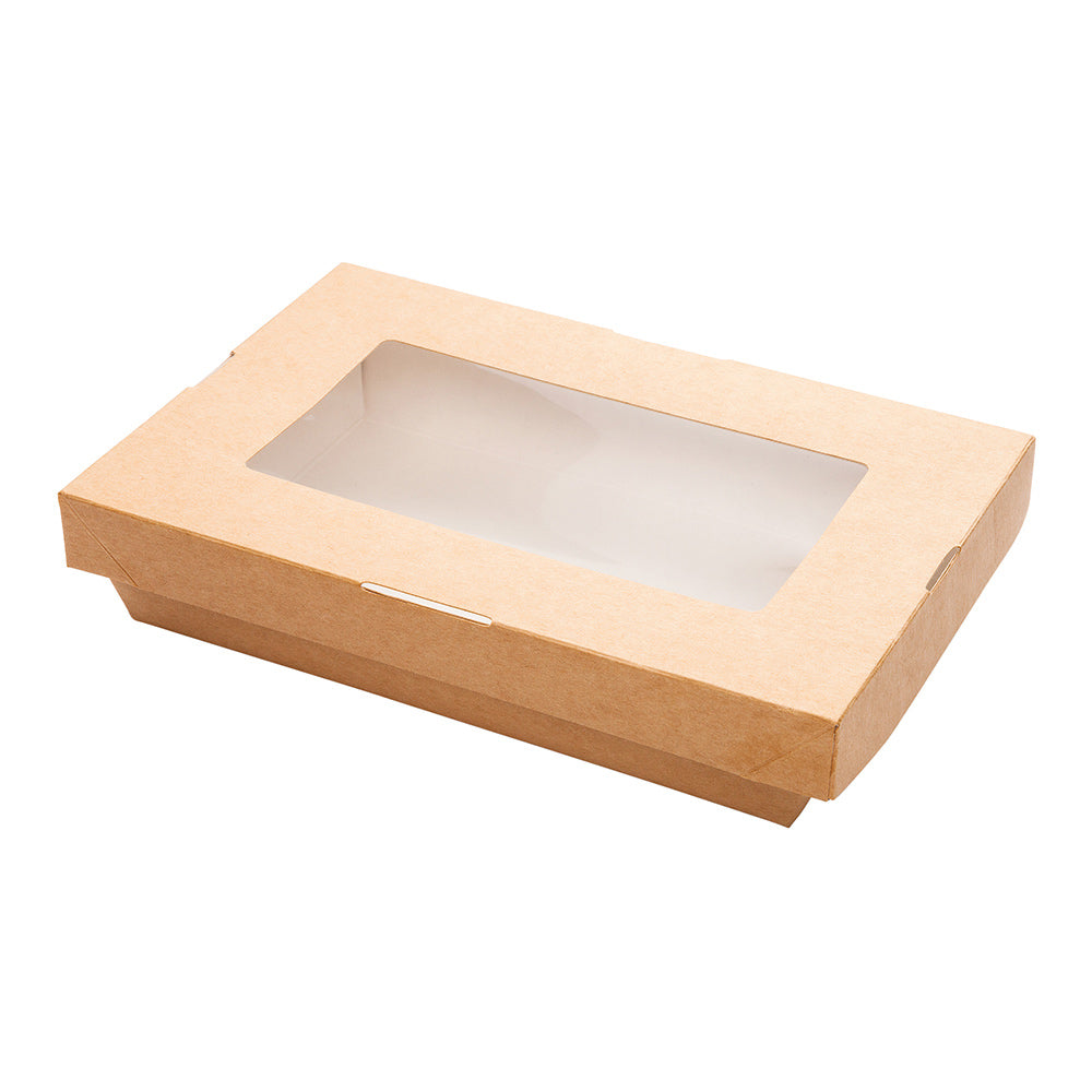 Cafe Vision 28 oz Rectangle Kraft Paper Small Take Out Container - 7 1/2" x 5" x 1 1/2" - 200 count box