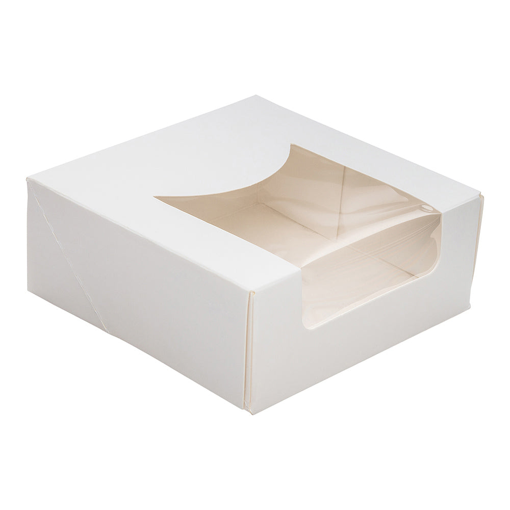 Cafe Vision 11 oz Square White Paper Small Take Out Container - 4" x 4" x 1 1/2" - 200 count box