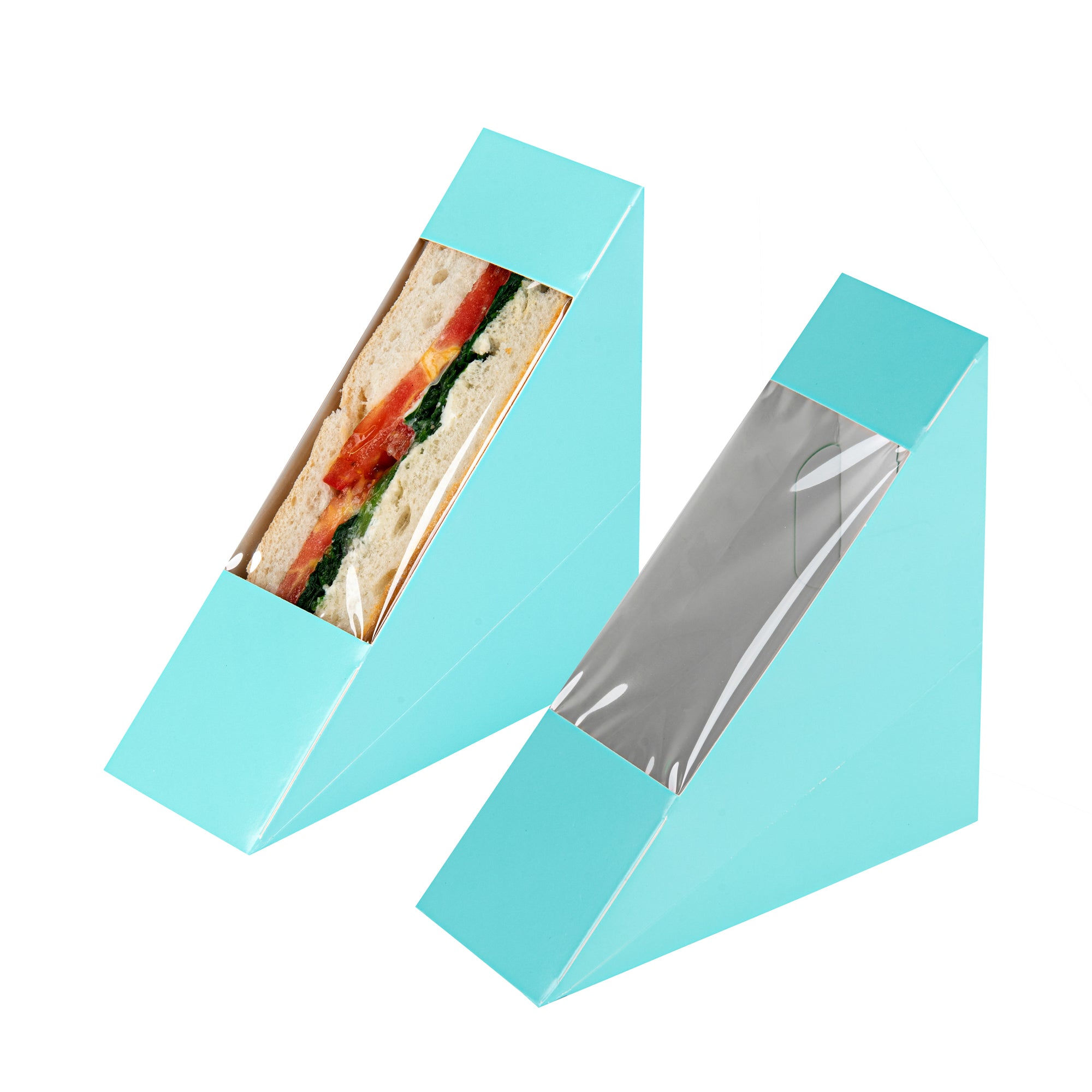 Cafe Vision Triangle Turquoise Paper Small Sandwich Box - 4 3/4" x 4 3/4" x 2" - 200 count box