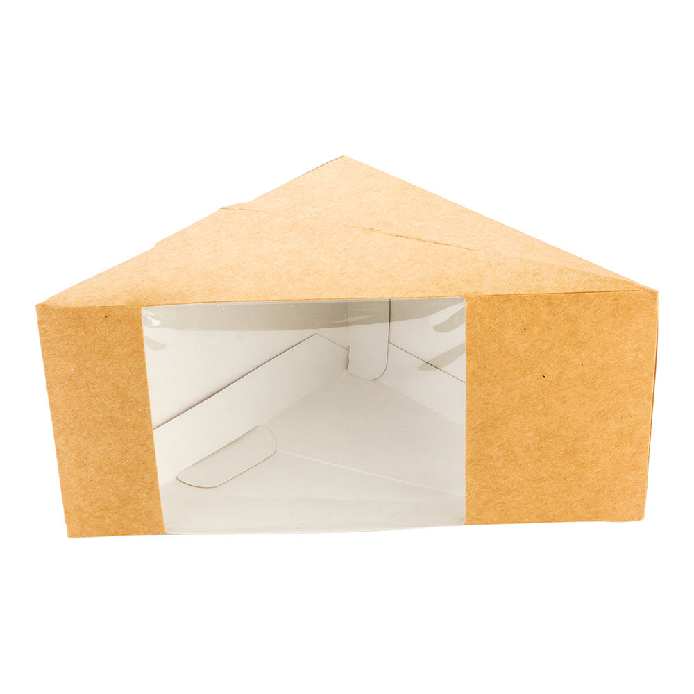 Cafe Vision Triangle Kraft Paper Large Sandwich Box - 4 3/4" x 4 3/4" x 3 1/4" - 200 count box