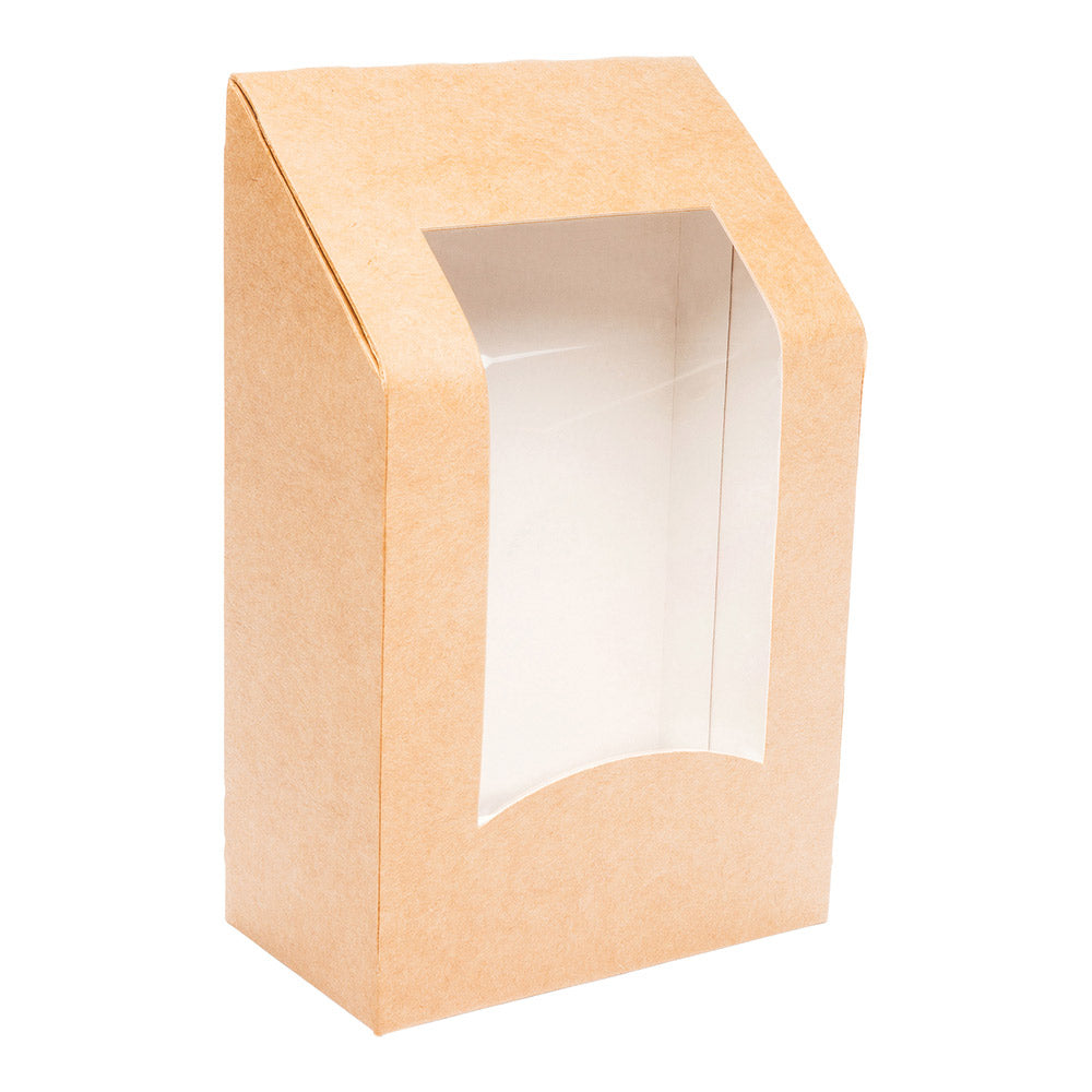 Cafe Vision Rectangle Kraft Paper Sandwich / Wrap Take Out Container - Angle Cut - 6" x 3 3/4" x 2" - 200 count box