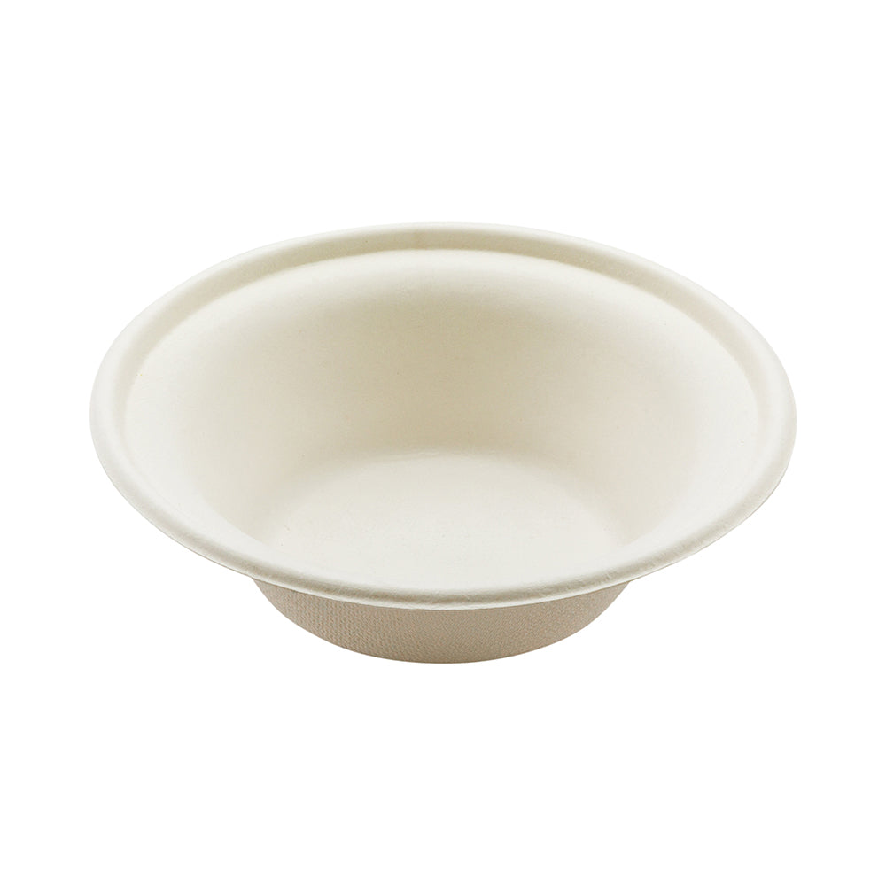 Pulp Tek 12 oz Round White Sugarcane / Bagasse Bowl - 6" x 6" x 1 3/4" - 100 count box