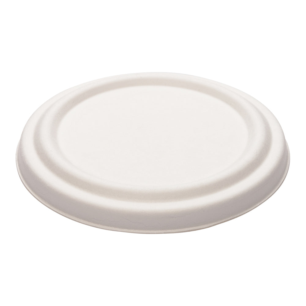 Pulp Tek Round White Sugarcane / Bagasse Lid - Fits 15 oz Soup Cup - 100 count box