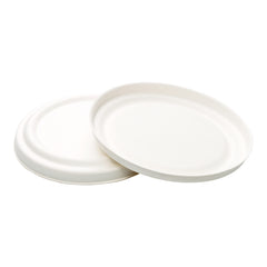 Pulp Tek Round White Sugarcane / Bagasse Lid - Fits 15 oz Soup Cup - 100 count box