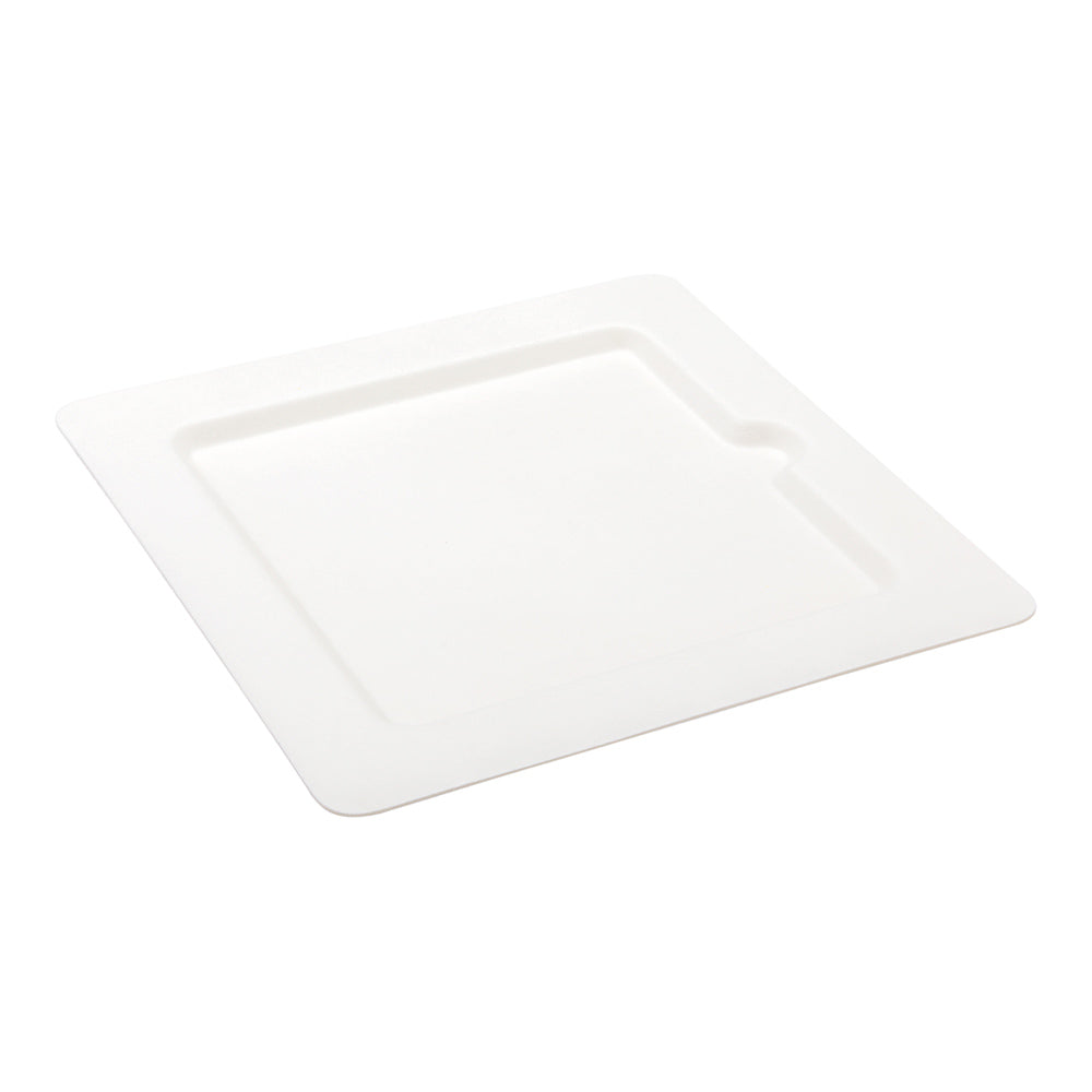 Pulp Tek Square White Sugarcane / Bagasse Medium Moderna Plate - 8" x 8" - 100 count box