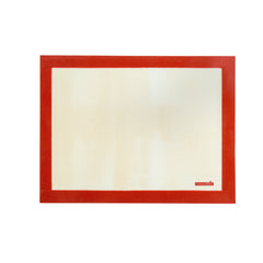 Rectangle Tan and Red Silicone Half Size Baking Mat - Ultra Durable - 11 3/4