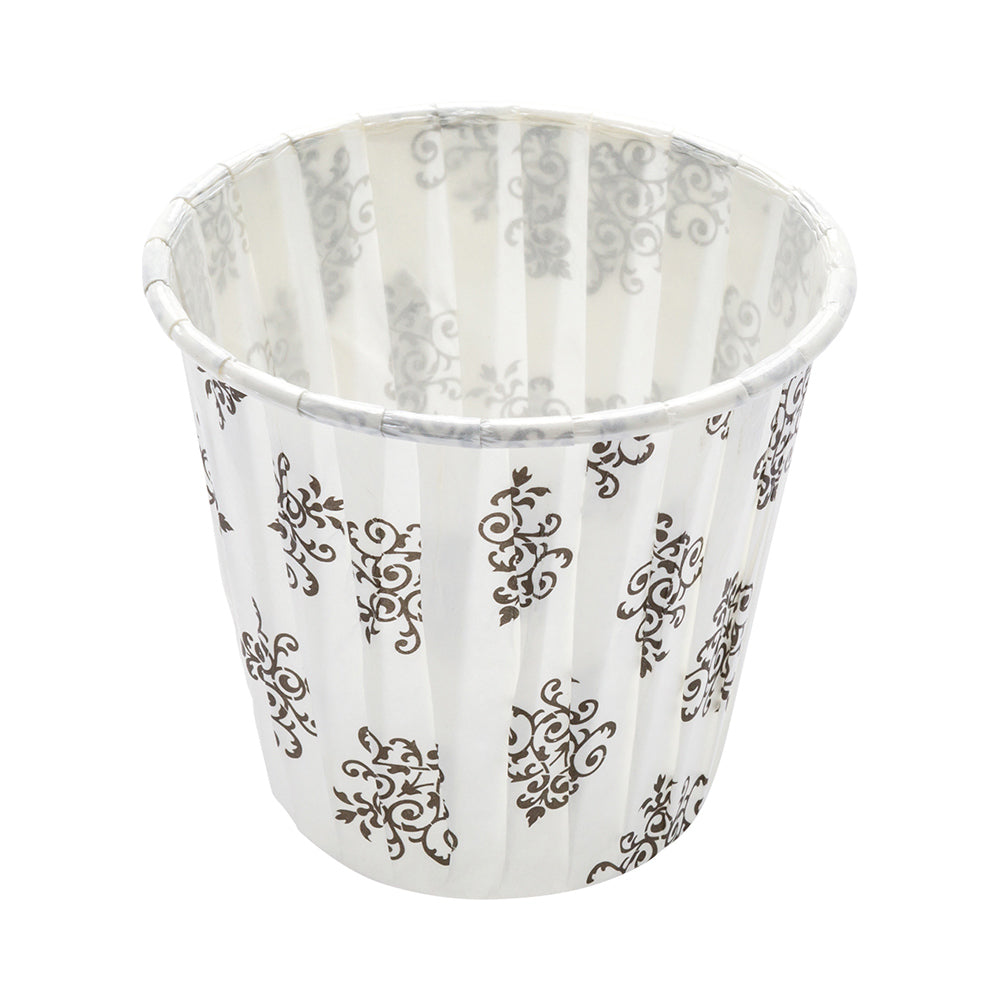 Panificio 4 oz Round Vintage Floral Paper Tall Baking Cup - Pleated - 3" x 3" x 2 3/4" - 200 count box