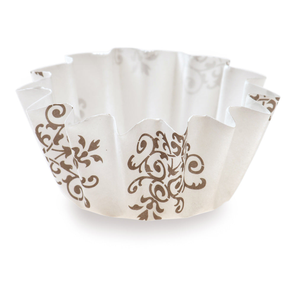 Panificio 0.4 oz Round Vintage Floral Paper Mini Baking Cup - Flared - 2" x 2" x 1/2" - 200 count box