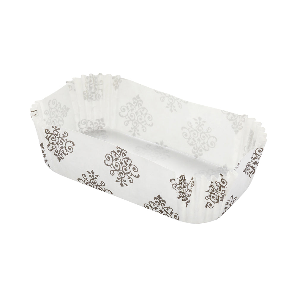 Panificio 5 oz Elliptical Vintage Floral Paper Large Baking Cup - Ridged - 4 1/2" x 2 1/2" x 1 1/4" - 200 count box