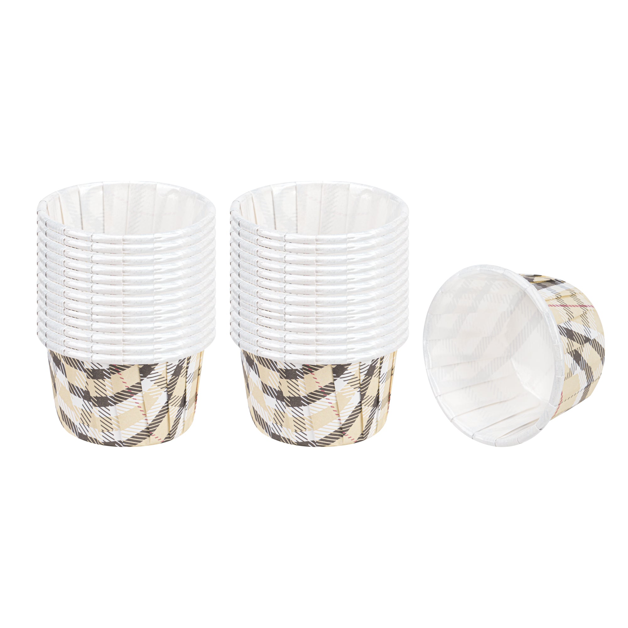 Panificio 1 oz Round Plaid Paper Small Baking Cup - Pleated - 2" x 2" x 1 1/4" - 200 count box