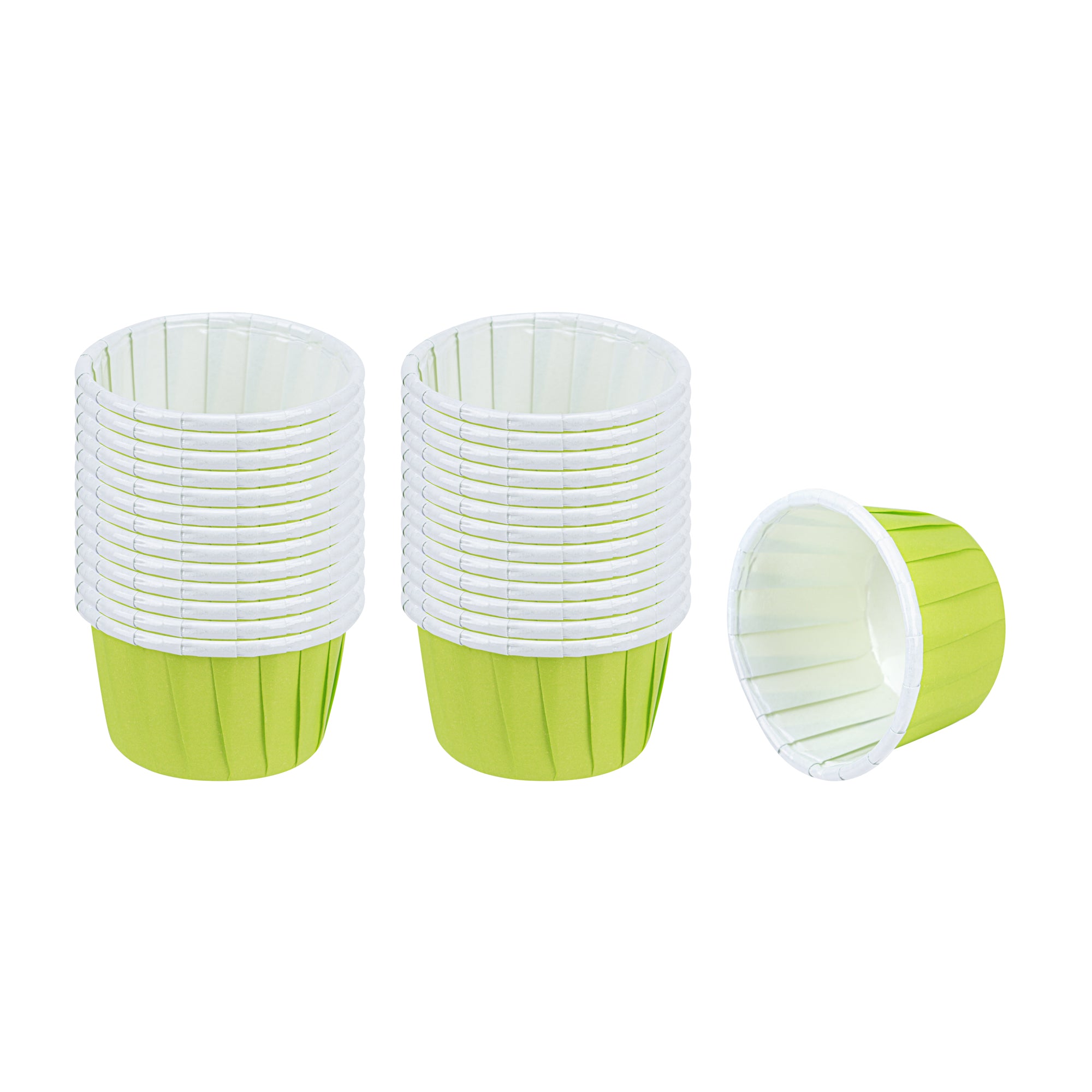 Panificio 1 oz Round Eco Green Paper Small Baking Cup - Pleated - 2" x 2" x 1 1/4" - 200 count box