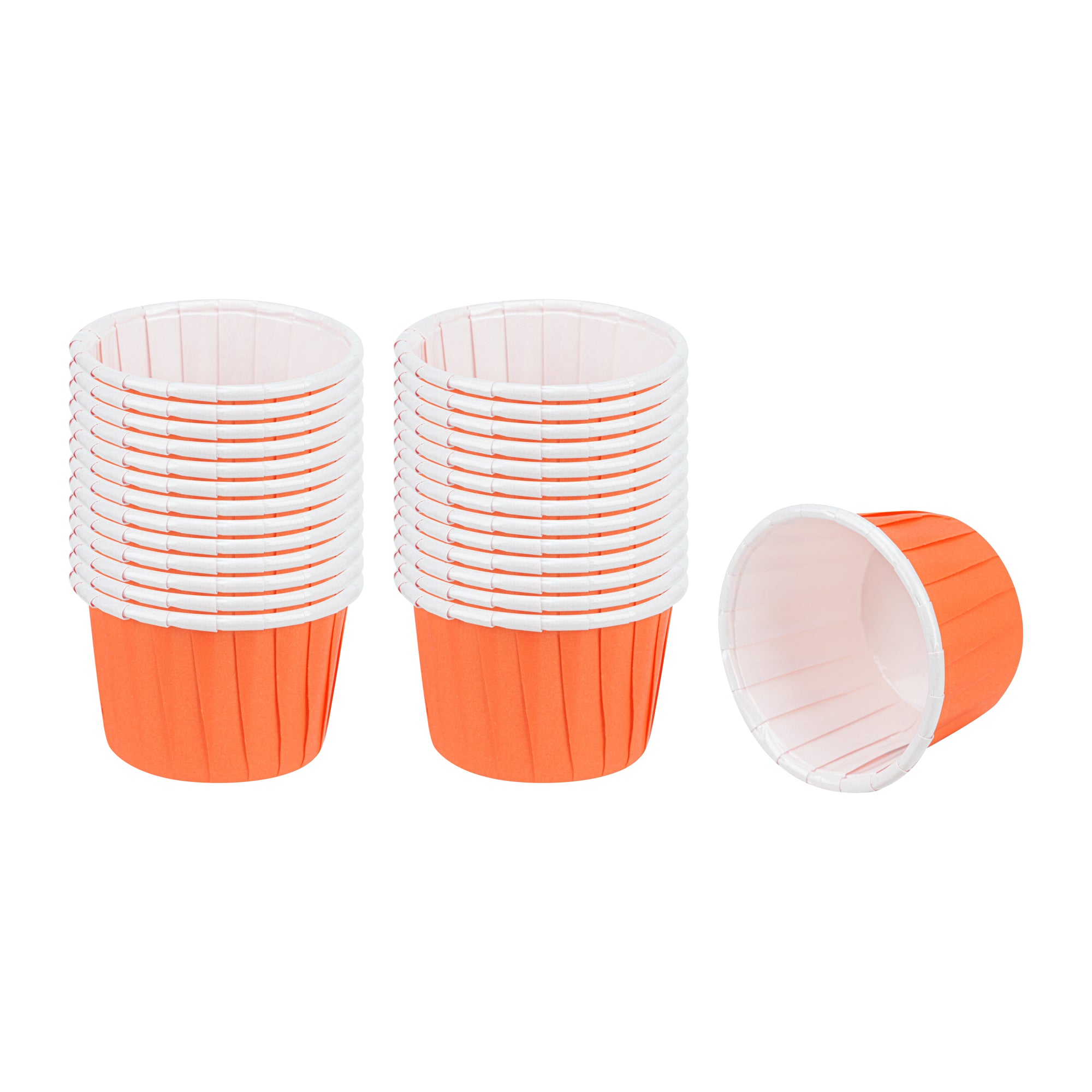 Panificio 2 oz Round Tangerine Orange Paper Medium Baking Cup - Pleated - 2 1/4" x 2 1/4" x 1 1/2" - 200 count box