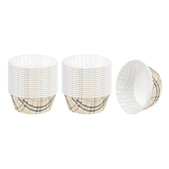 Panificio 5 oz Round Plaid Paper Large Baking Cup - Pleated - 3 3/4