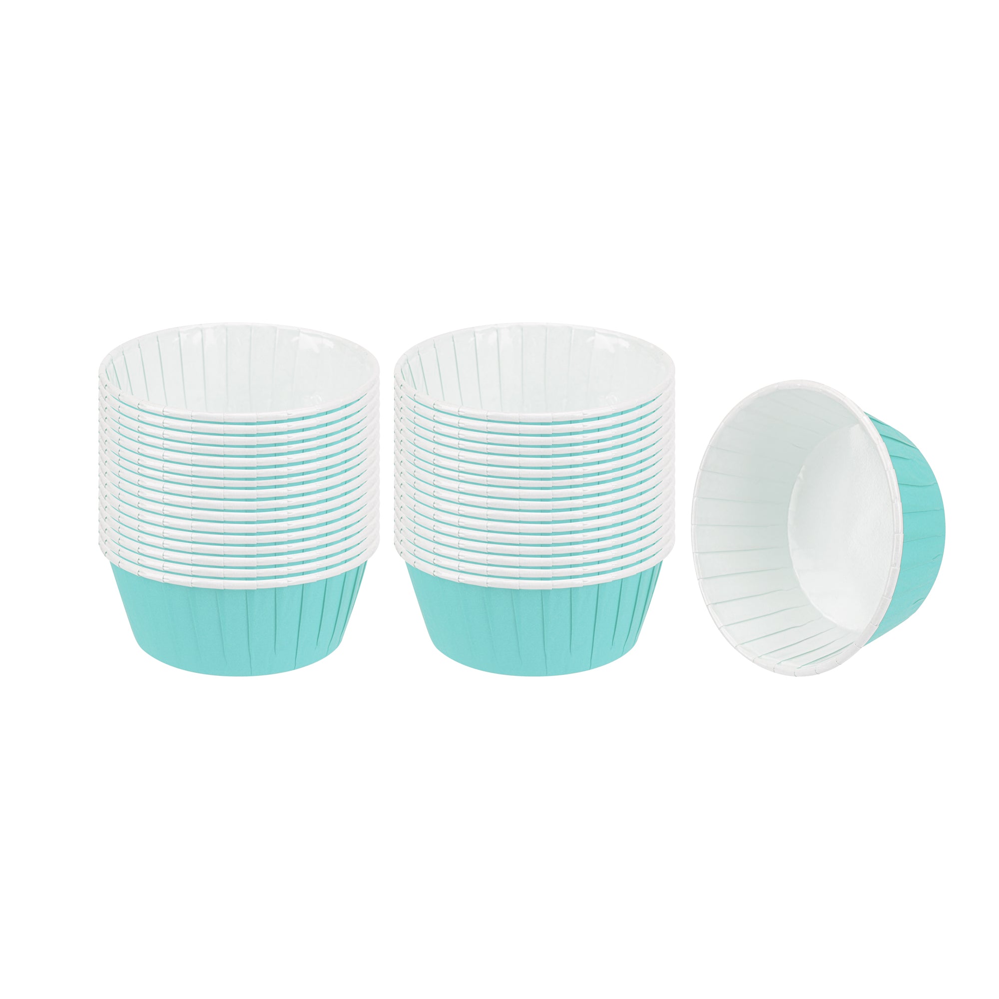 Panificio 5 oz Round Turquoise Paper Large Baking Cup - Pleated - 3 3/4" x 3 3/4" x 1 1/2" - 200 count box