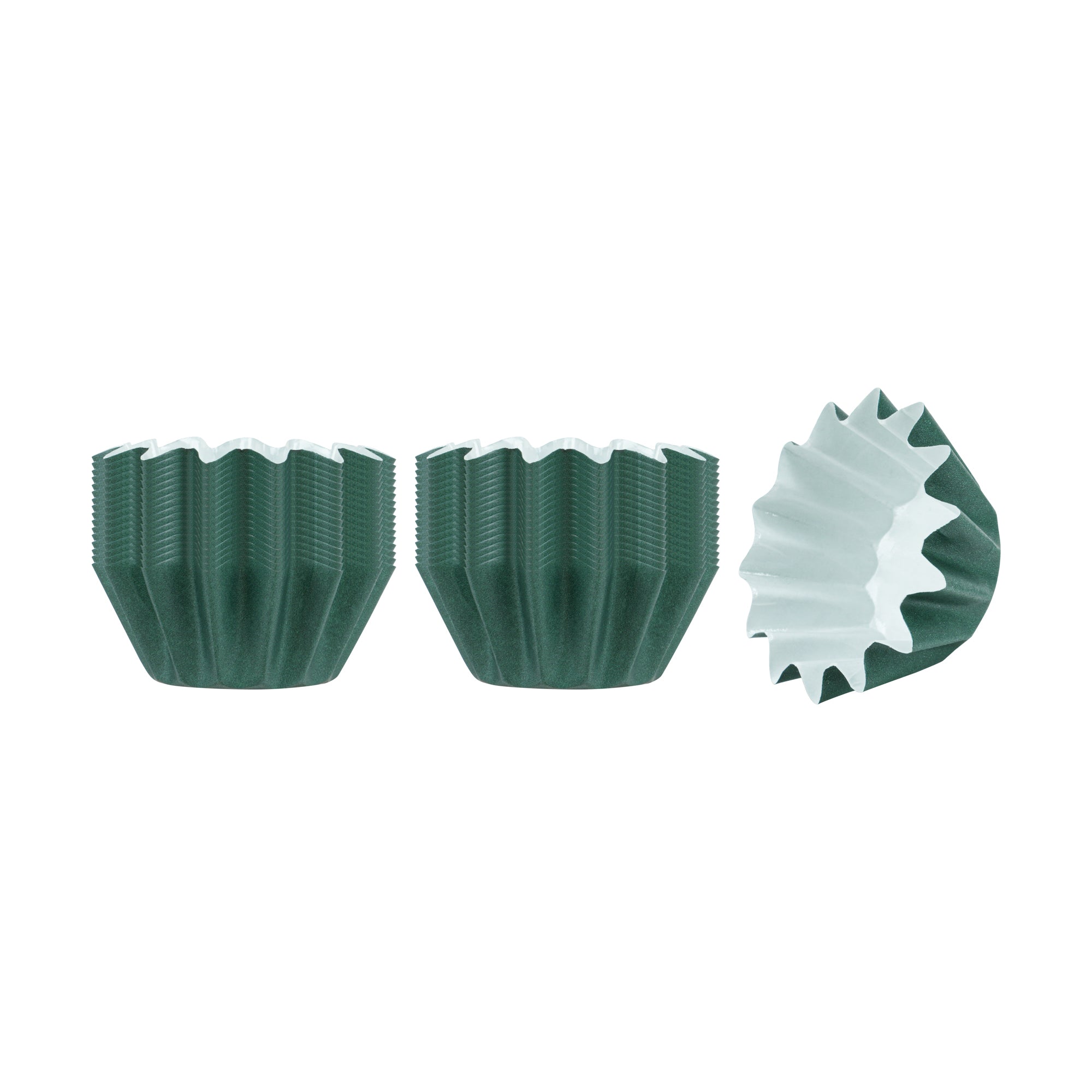 Panificio 0.4 oz Forest Green Floral Paper Mini Baking Cup - Flared - 2" x 2" x 1/2" - 200 count box