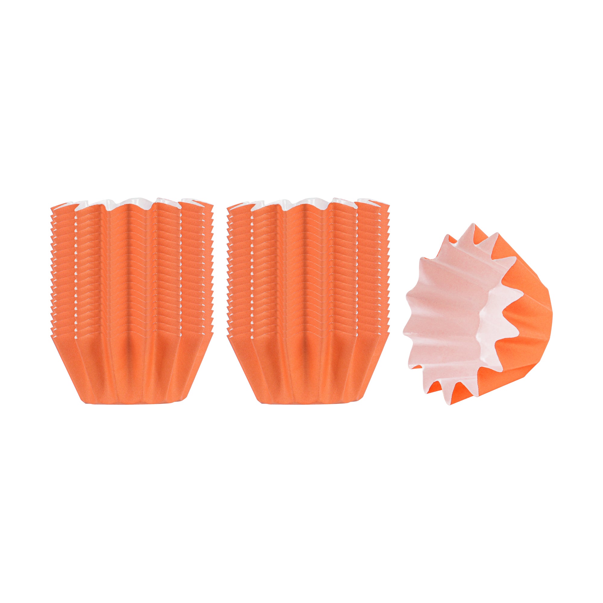 Panificio 0.4 oz Tangerine Orange Floral Paper Mini Baking Cup - Flared - 2" x 2" x 1/2" - 200 count box