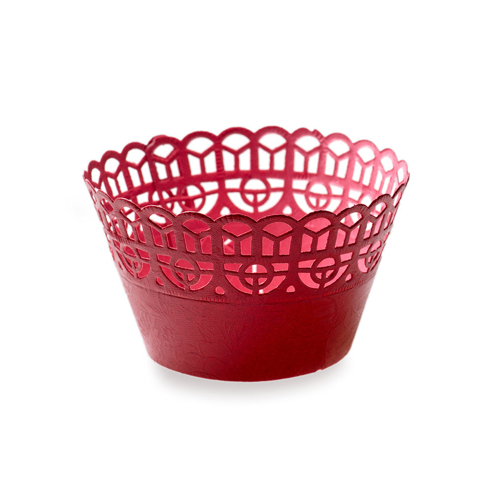 Bellissimo Round Cherry Red Paper Cupcake Wrap - 2 1/4" x 2 1/4" x 2" - 200 count box