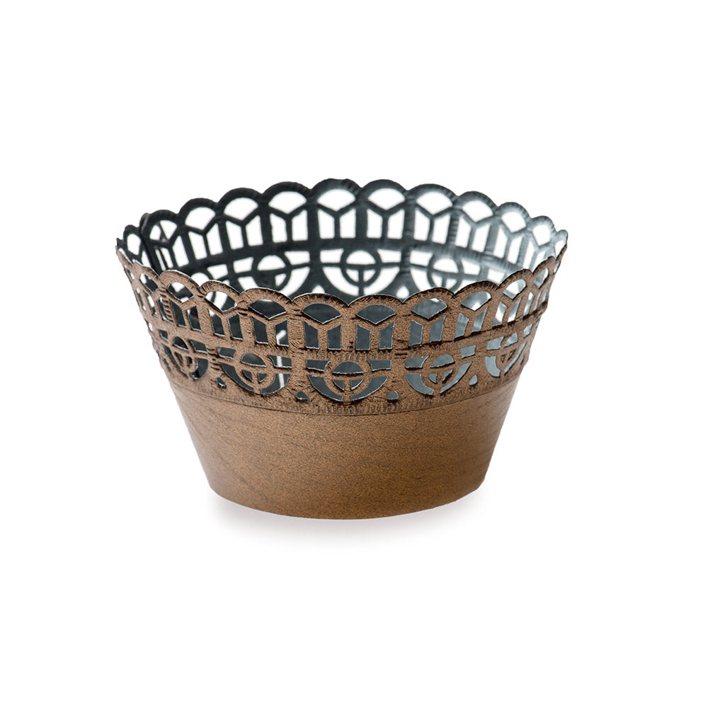 Bellissimo Round Cocoa Brown Paper Cupcake Wrap - 2 1/4" x 2 1/4" x 2" - 200 count box