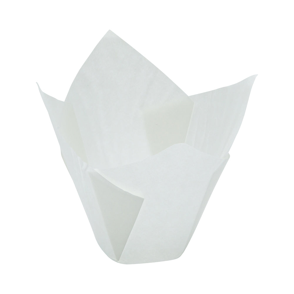 2 oz Tulip Sugar White Paper Baking Cup - Greaseproof - 1 1/2" x 1 1/2" x 2 1/4" - 200 count box