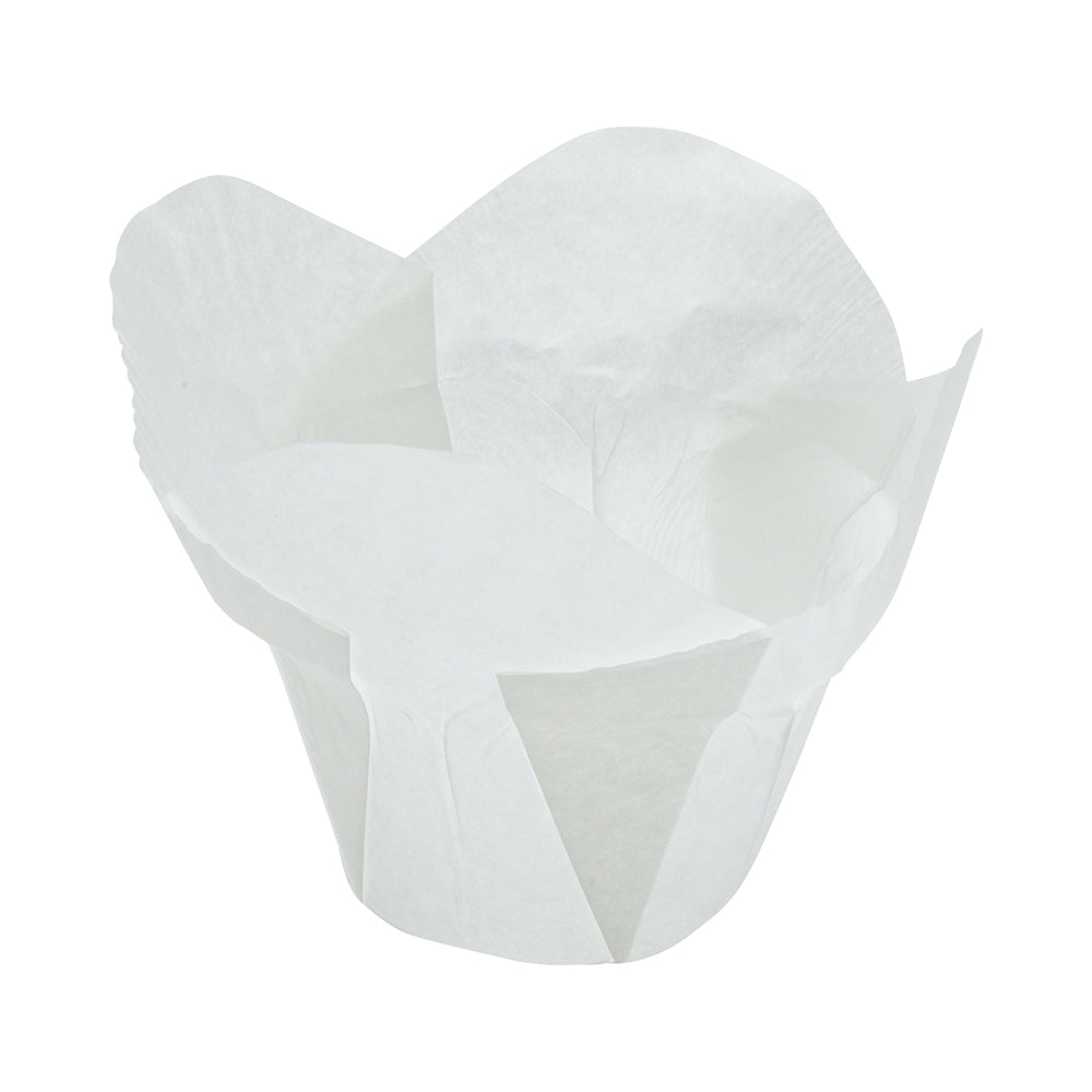 6 oz Daffodil White Paper Baking Cup - Greaseproof - 3 1/4" x 3 1/4" x 3" - 200 count box