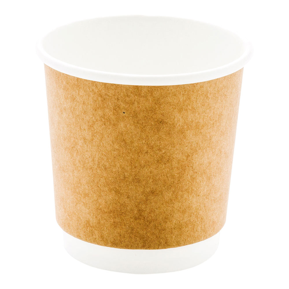 4 oz Kraft Paper Coffee Cup - Double Wall - 2 1/2" x 2 1/2" x 2 1/4" - 500 count box