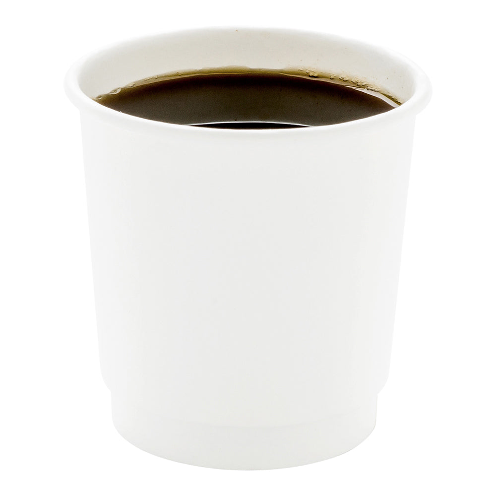 4 oz White Paper Coffee Cup - Double Wall - 2 1/2" x 2 1/2" x 2 1/4" - 500 count box