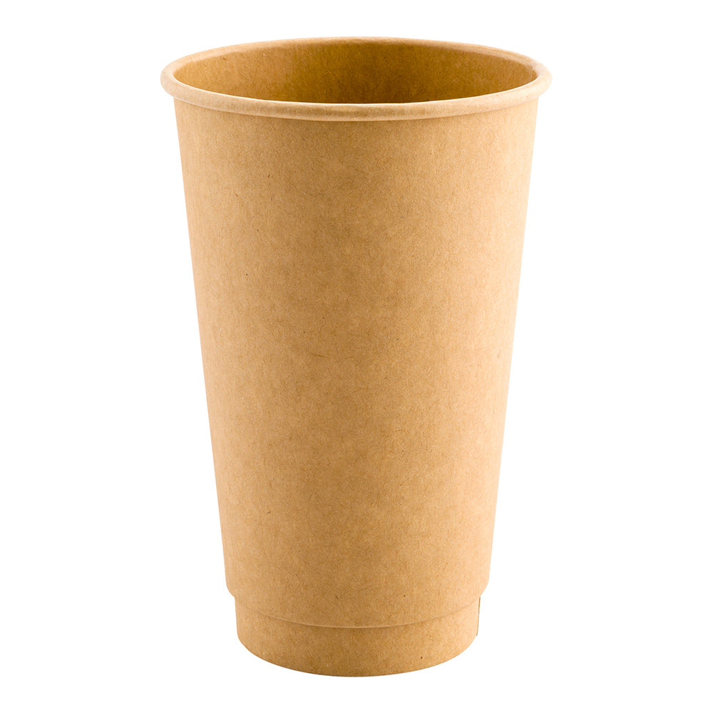 16 oz Kraft Paper Coffee Cup - Double Wall - 3 1/2" x 3 1/2" x 5 1/2" - 500 count box