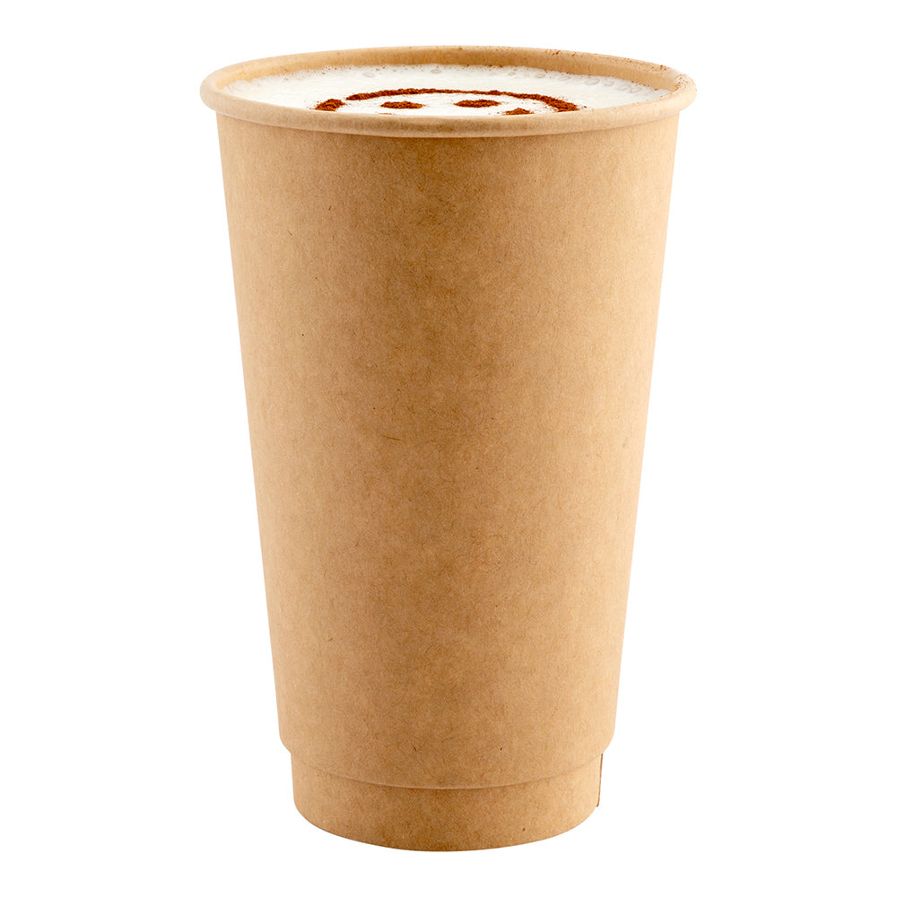 16 oz Kraft Paper Coffee Cup - Double Wall - 3 1/2" x 3 1/2" x 5 1/2" - 500 count box