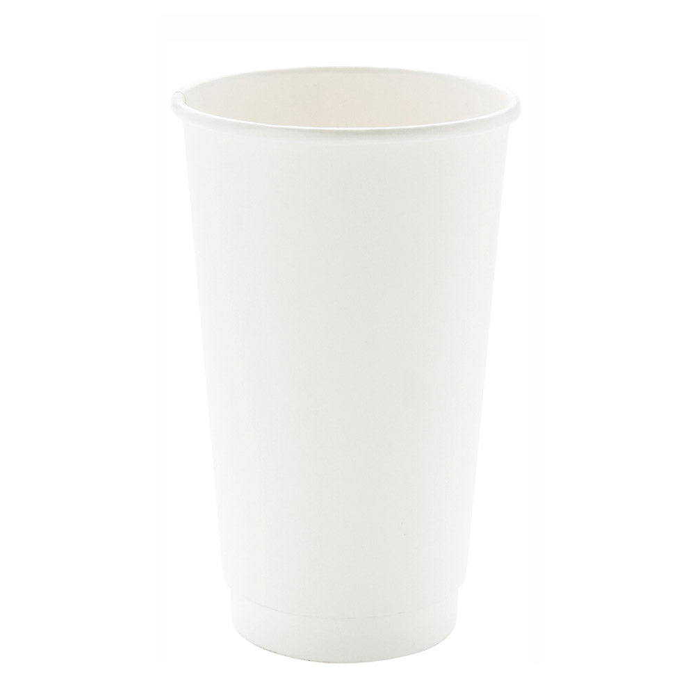 16 oz White Paper Coffee Cup - Double Wall - 3 1/2" x 3 1/2" x 5 1/2" - 500 count box