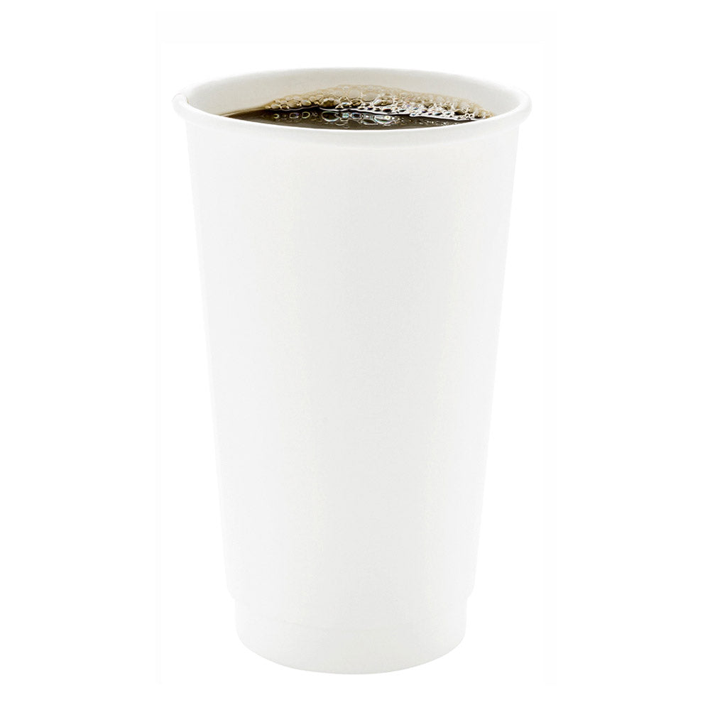 16 oz White Paper Coffee Cup - Double Wall - 3 1/2" x 3 1/2" x 5 1/2" - 500 count box