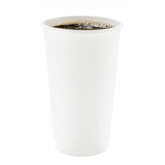 16 oz White Paper Coffee Cup - Double Wall - 3 1/2