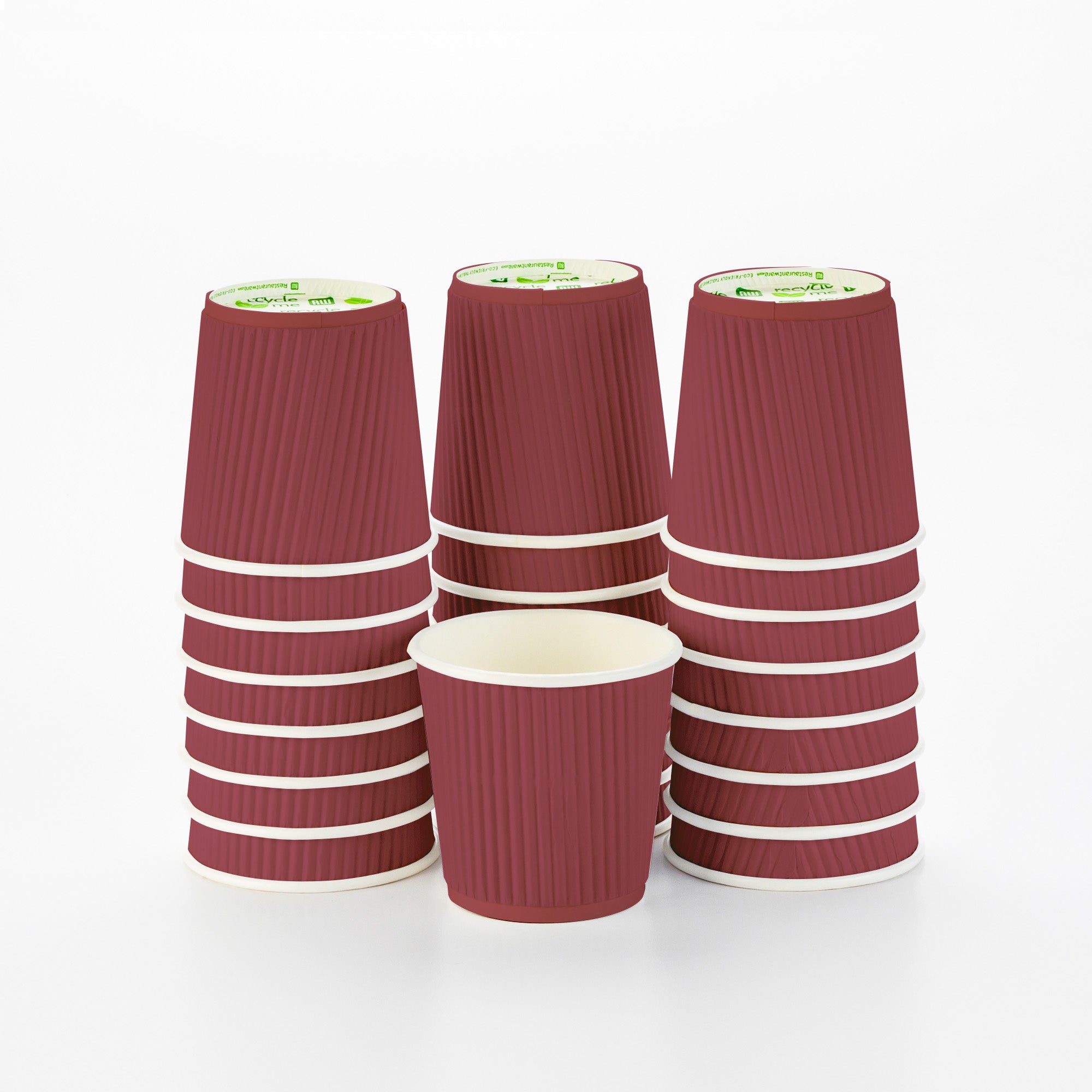 4 oz Crimson Paper Coffee Cup - Ripple Wall - 2 1/2" x 2 1/2" x 2 1/4" - 500 count box