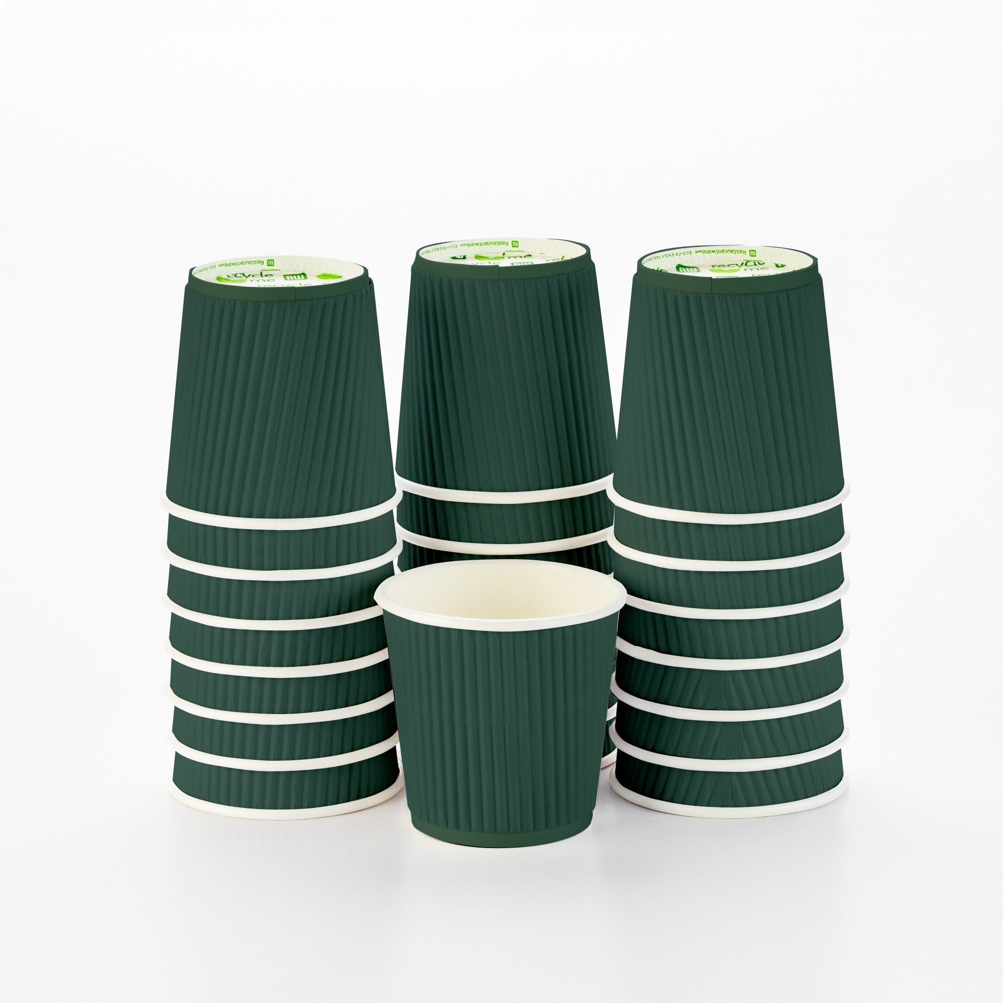 4 oz Forest Green Paper Coffee Cup - Ripple Wall - 2 1/2" x 2 1/2" x 2 1/4" - 500 count box