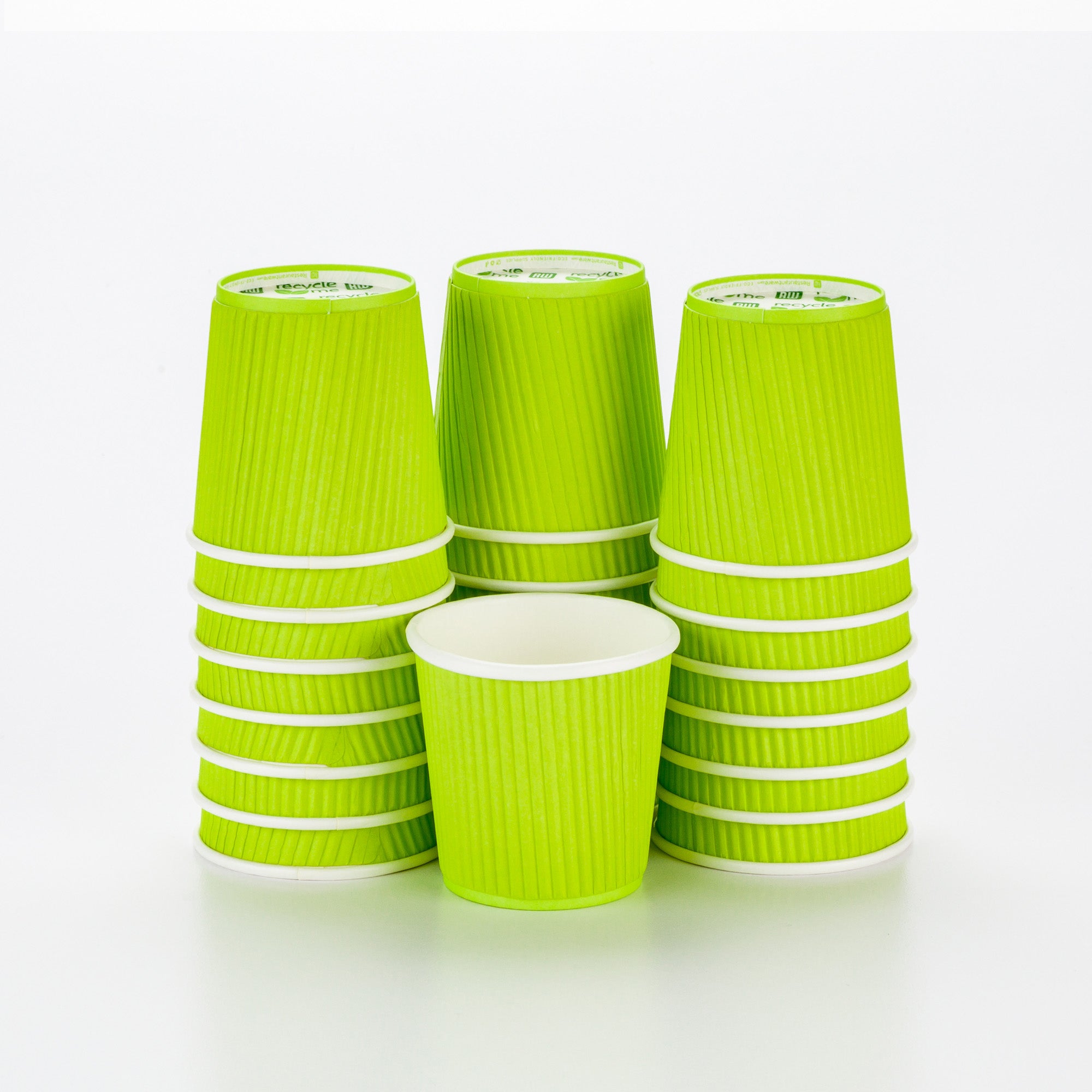 4 oz Eco Green Paper Coffee Cup - Ripple Wall - 2 1/2" x 2 1/2" x 2 1/4" - 500 count box