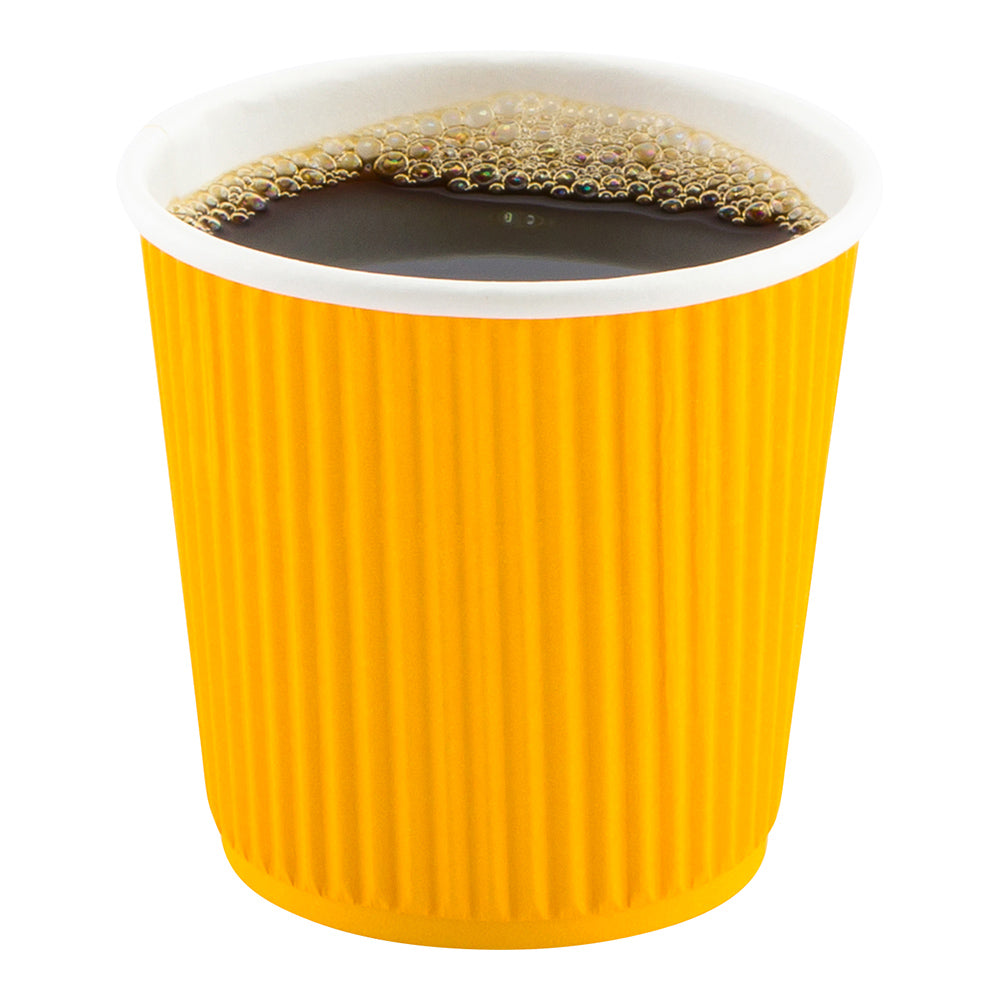 4 oz Yellow Paper Coffee Cup - Ripple Wall - 2 1/2" x 2 1/2" x 2 1/4" - 500 count box