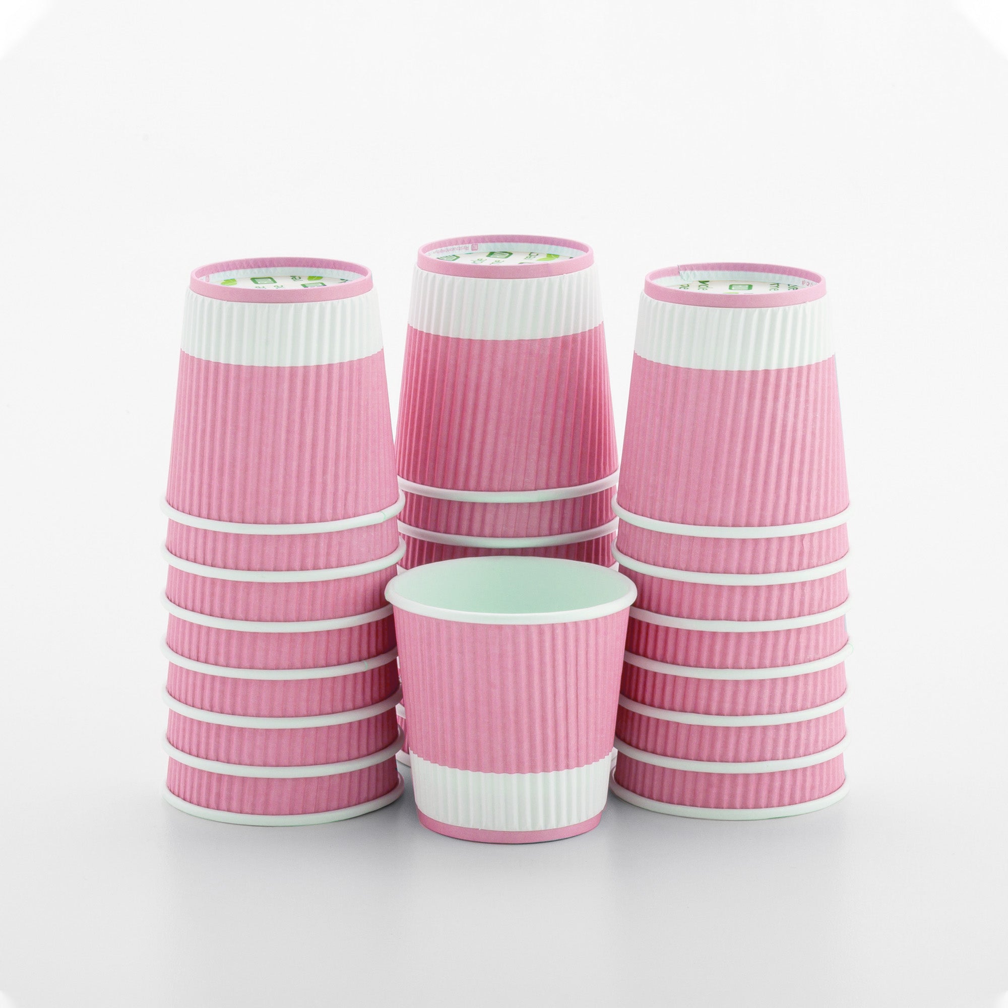 4 oz Light Pink Paper Coffee Cup - Ripple Wall - 2 1/2" x 2 1/2" x 2 1/4" - 500 count box