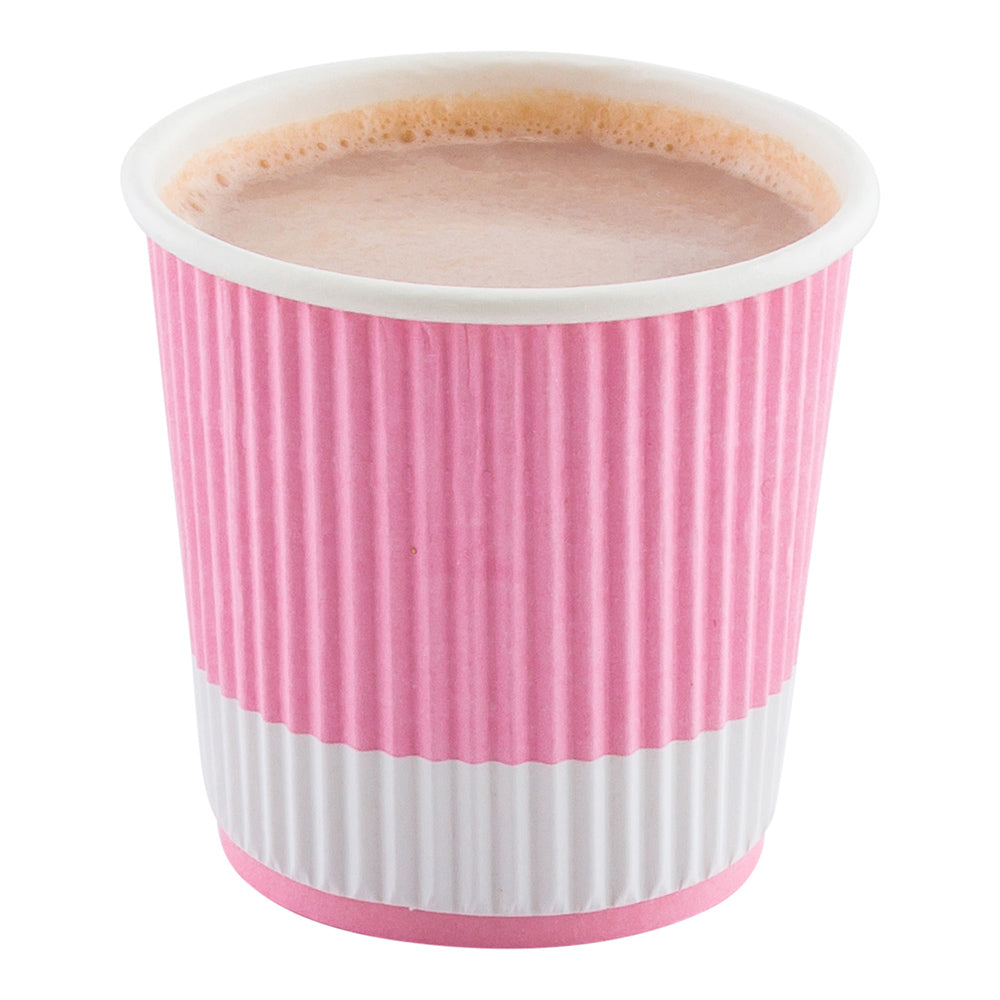 4 oz Light Pink Paper Coffee Cup - Ripple Wall - 2 1/2" x 2 1/2" x 2 1/4" - 500 count box