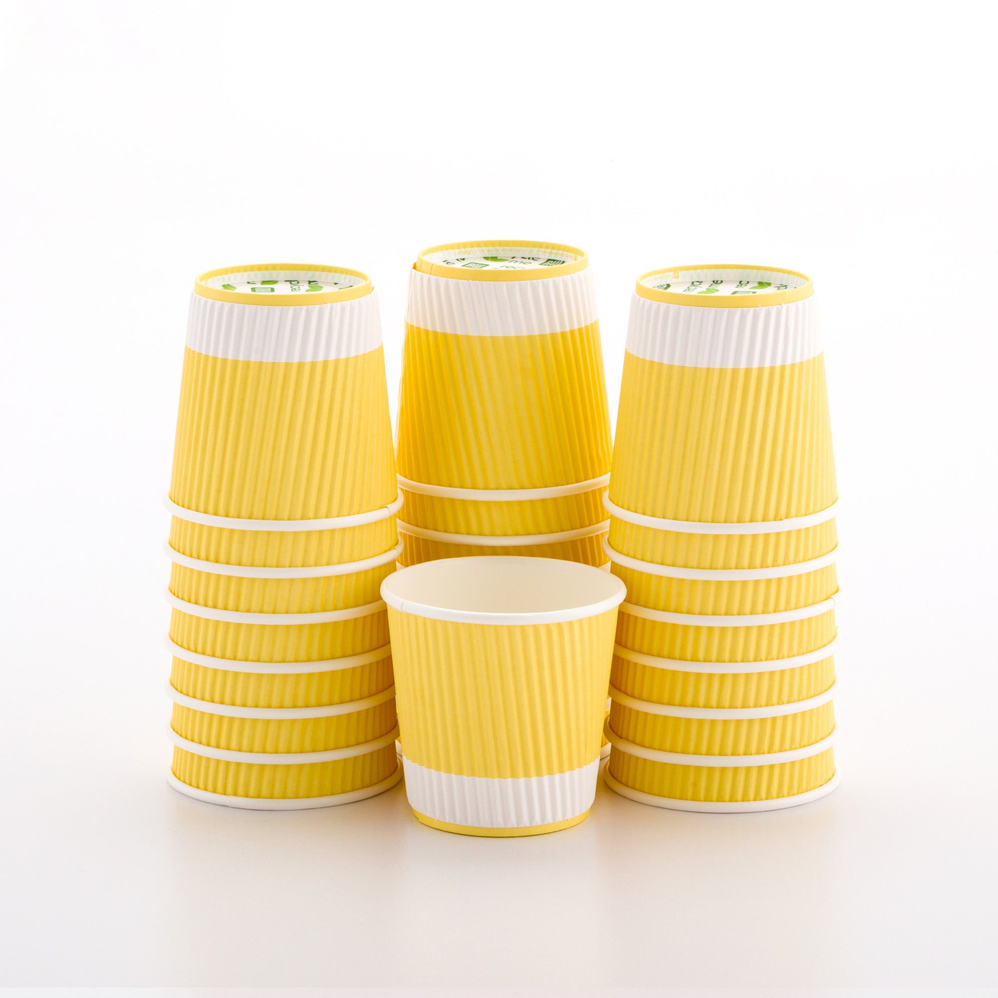 4 oz Light Yellow Paper Coffee Cup - Ripple Wall - 2 1/2" x 2 1/2" x 2 1/4" - 500 count box