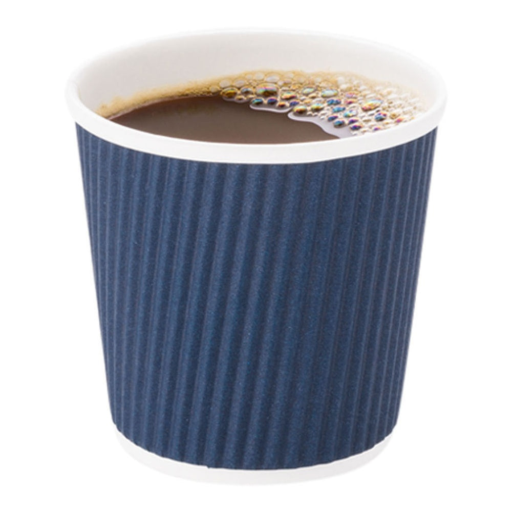 4 oz Midnight Blue Paper Coffee Cup - Ripple Wall - 2 1/2" x 2 1/2" x 2 1/4" - 500 count box